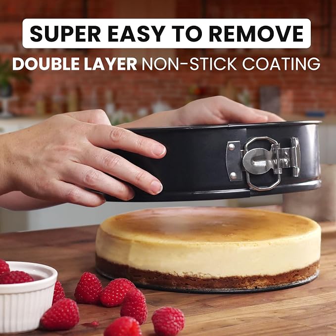 Zulay Kitchen Premium 9 Inch Springform Pan Nonstick Cheesecake Pan with Removable Bottom, Leak-Proof Design, No Need for Parchment Paper – For Baking Cakes, Cheesecakes, Pies - Easy to Clean (Black)