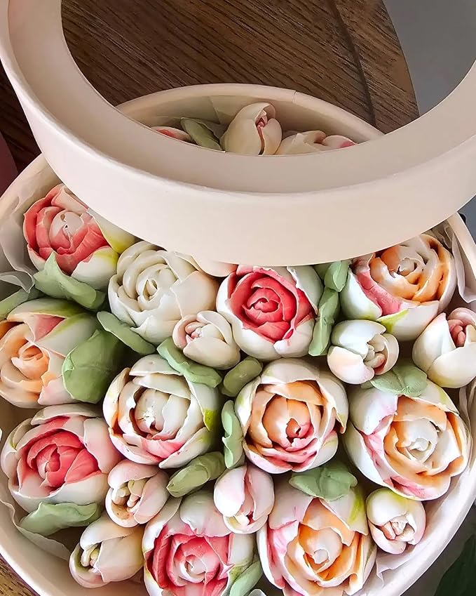 22 Pcs Stainless Steel Extra Large Russian Tulip Flower Icing Tips Set, 10 XXL Piping Nozzle,1 Big Leaf Tip,1 Petal Rose Flower Tip,10 Disposable Pastry Bags for Cake Decorations