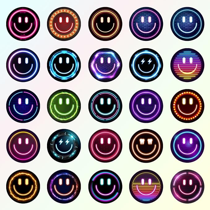 50PCS Smile Neon Stickers, Cute Water Bottle Stickers for Kids | Cute Water Bottle Stickers for Kids, for Teaching Rewards, Notebooks, Stationery, Luggage, Cartoon PVC Happy Sticker