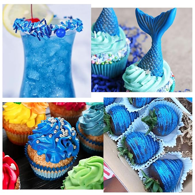 Edible Glitter Spray - 20g Luster Dust Edible Food Grade Glitter for Cake Decorating, Cocktails, Drinks - Shimmer Dust Powder Metallic Food Coloring Powder for Cookie, Candy, Icing (Blue)