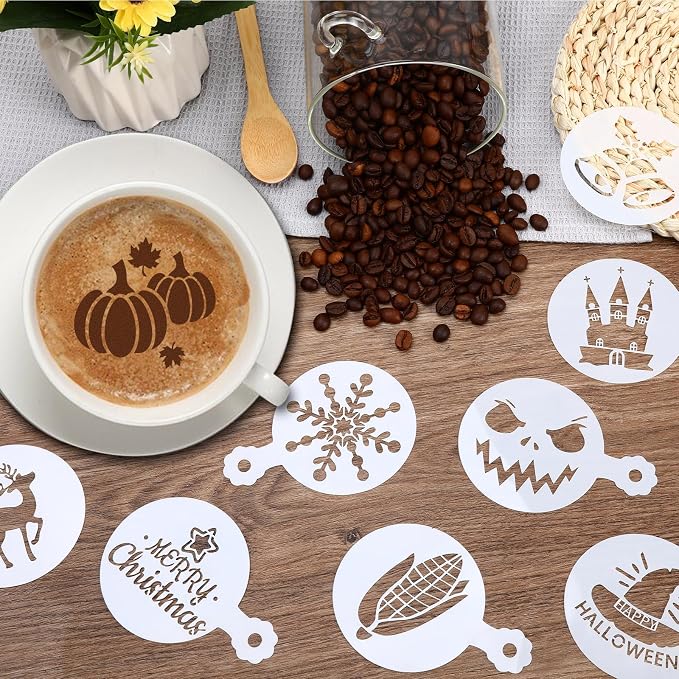JULBEAR 36 Pcs Holiday Cookie Cake Stencils Baking Templates | Cookie cake stencils for Christmas, Halloween, Thanksgiving, for baking, painting, dessert, coffee & DIY party decoration