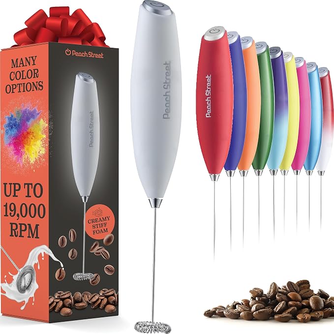 Powerful Handheld Milk Frother, Mini Milk Foamer, Battery Operated (Not included) Stainless Steel Drink Mixer for Coffee, Lattes, Cappuccino, Frappe, Matcha, Hot Chocolate.