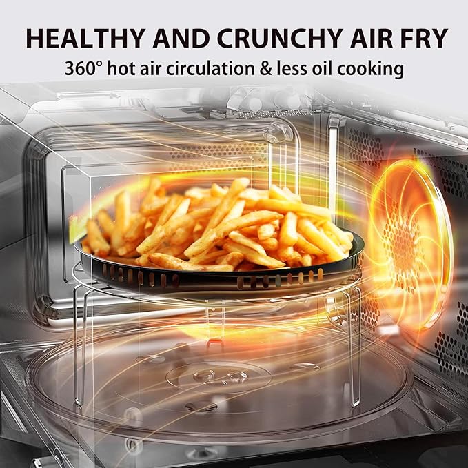 TOSHIBA 6-in-1 Inverter Countertop Microwave Oven Healthy Air Fryer Combo, MASTER Series, Broil, Convection, Speedy Combi, Even Defrost 11.3'' Turntable Sound On/Off, 27 Auto Menu (Renewed)