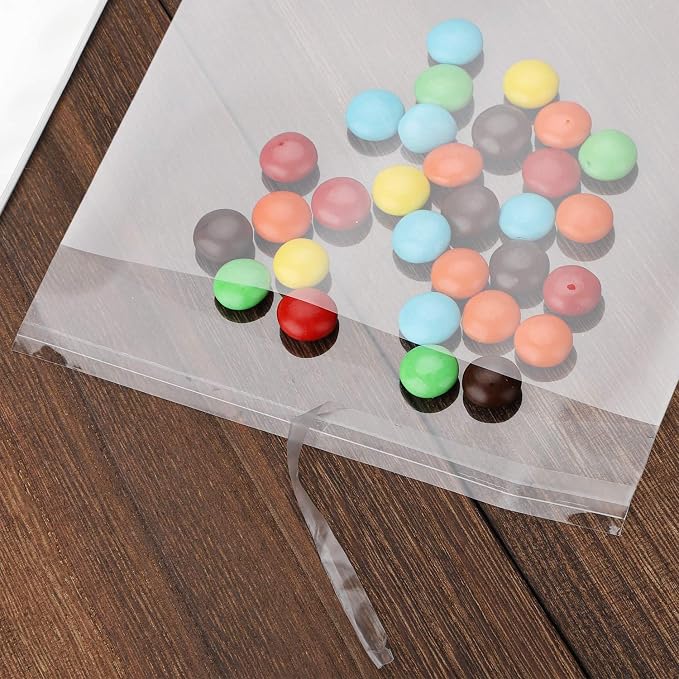 Nobranded 100 pcs Clear 4" x 9" Self Seal Cello Cellophane Bags Resealable Poly Bags 2.8 mils for Cookie, Candy, Gift Bakery, Prints, Photos, Cards & Envelopes, Party Decorative