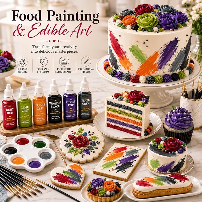 Confect Halloween Water Color Food Coloring Set – Highly Pigmented Oil Based Food Colors for Cakes, Buttercream, Drinks, Popsicles & Baking – 6 Pack × 10mL