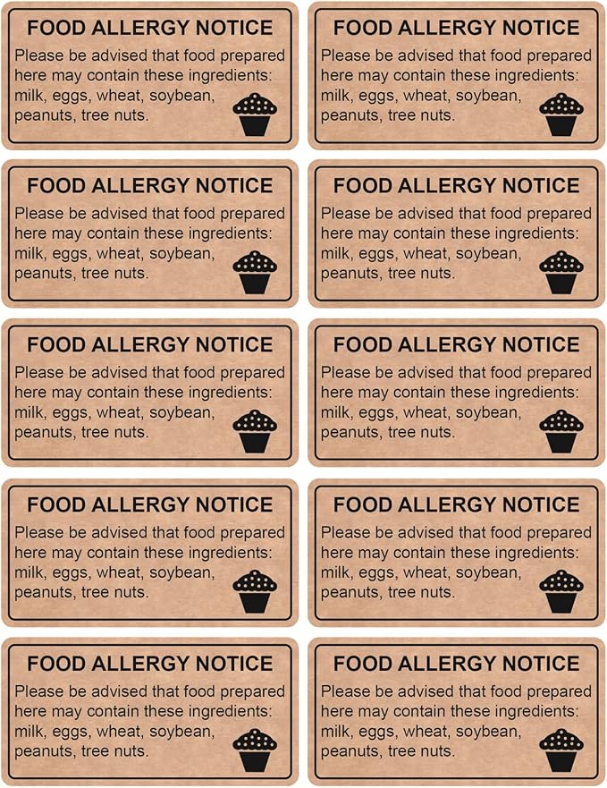 Allergy Sticker for Cake,1x2 inch 500pcs Allergy Sticker for Cake Food Bag,Box