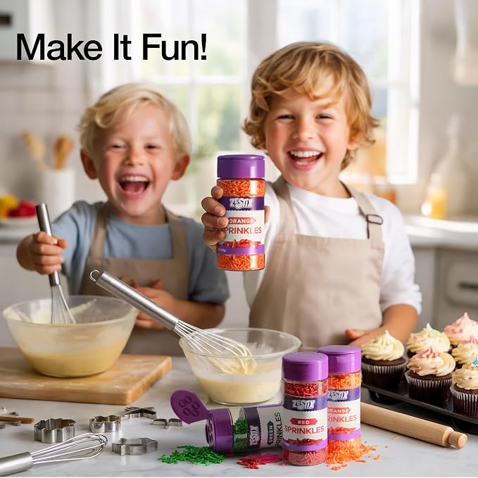 Orange Sprinkles 3 oz Bottle | Jimmies Sprinkles for Cake Decorating | Dessert Topping for Baking, Cupcakes, Cookies, Ice Cream, Holidays & Vibrant Celebrations