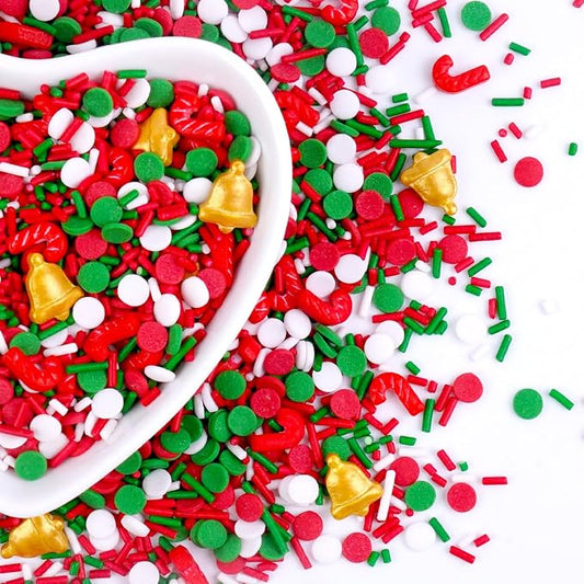 Christmas Sprinkles, Edible Confetti Round, Gold Sprinkles for Cupcake Decorating, Edible Christmas Cake Decorations, Cupcake Toppers, 130g/4.58oz