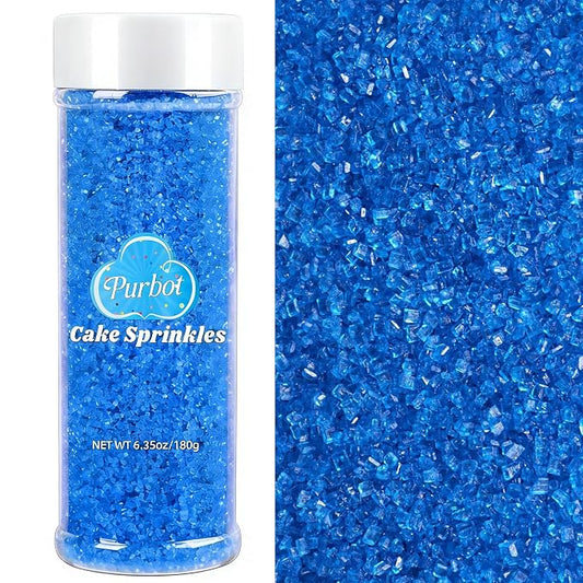 Blue Sprinkles Sanding Sugar for Baking, 6.35oz/180g Edible Sparkling Sugar Crystals, Decorating Sugar Sprinkles for Cakes Cupcakes Cookies Ice Cream
