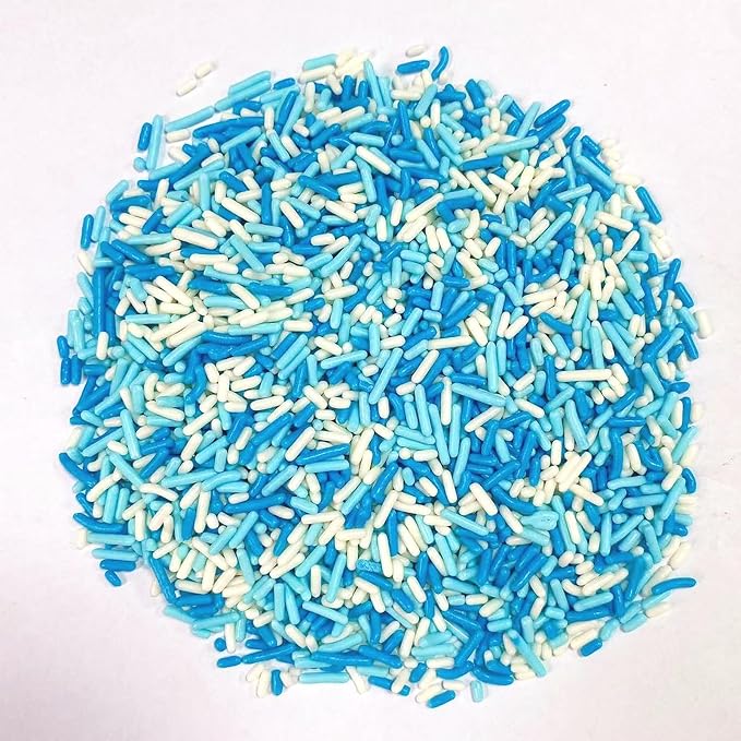 PhilaeEC Blue White Jimmies Sprinkle Edible Soft Jimmies Winter Frozen Sprinkle for Cake Decoration Cupcake Topper Cookie Baking Decorations Halloween Christmas Valentine Supplies 2.75oz/78g