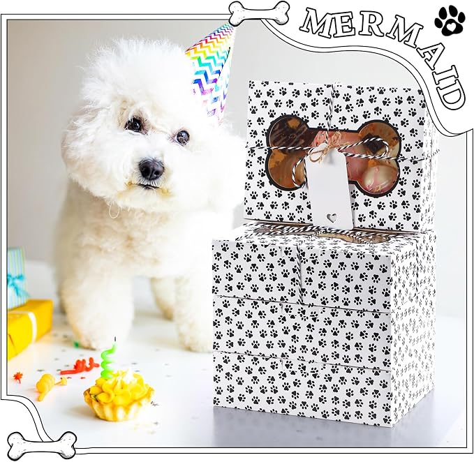 32 Pcs Cookie Boxes with Window 8 x 6 x 2.5 Colorful Bakery Boxes Doggy Party Favors for Gift Giving Treat Birthday Chocolate Dessert Donut Cake Packaging
