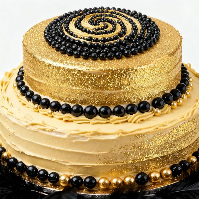 Edible Pearl Sprinkles, Black Onyx, 26 Colors Mixed Size | Gluten Free, Food Grade, For Cakes, Cupcakes, Cookies, Donuts & Ice Cream, Wedding & Festival Decoration