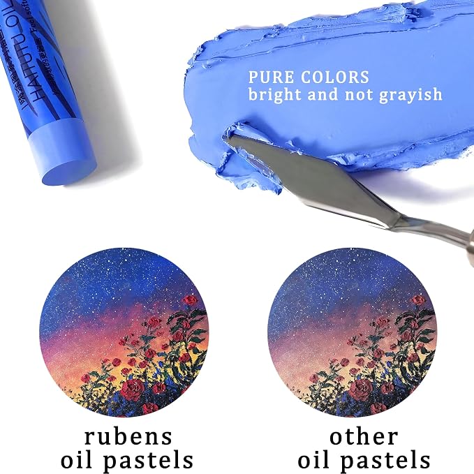 rubens Oil Pastels Set 24 Colors, Professional Soft Creamy Texture, Easy Blending & Layering, Vibrant Art Supplies Gift for Artists, Beginners & Adults