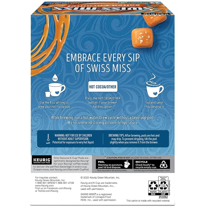 Swiss Miss Salted Caramel Hot Cocoa, Keurig Single Serve K-Cup Pods, 22 Count (Packs of 4)