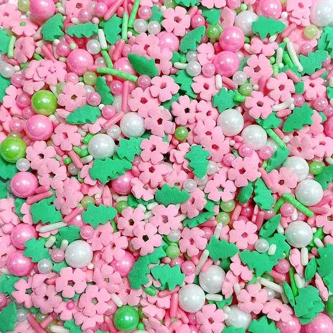 PhilaeEC Pink Flower Tree Sprinkles Edible for Cake Decoration Spring Peals Jimmies Mix Sprinkles Cake Baking Cookie Cupcake Toppers Decoration Vanlentine Party Wedding Supplies