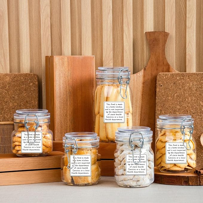 800pcs Cottage Food Law Labels 1.5x1.5 Inch Square Homemade Thermal Printed Adhesive Sticker Inspection Statement Ingredient Label Stickers for Home Kitchen Bakery Homemade Food Packaging - White
