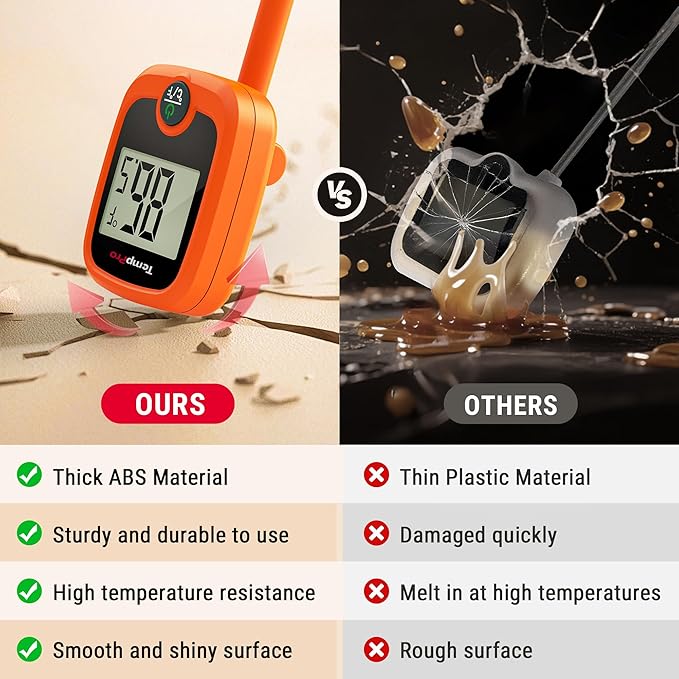TempPro TP509 Candy Thermometer with Pot Clip, 10" Long Probe Instant Read Meat Food Thermometer with LCD, Cooking Oil Deep Frying Thermometer for Brewing Fathers Day Gift (Previously ThermoPro)