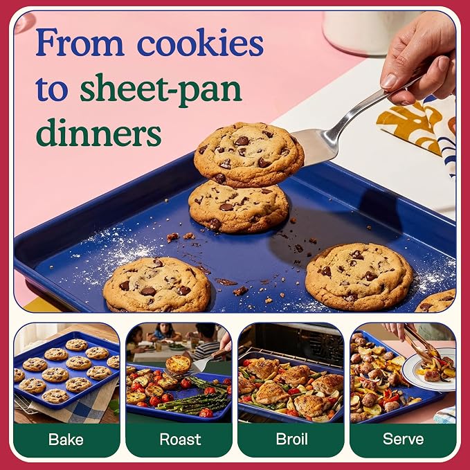 Great Jones Holy Sheet Pan (Blueberry) | Nonstick, Half-Sheet Pan | Aluminized Steel, 18.5" x 13.5" | for Baking, Roasting, & Broiling | Premium Bakeware with Even Heat Distribution | Dishwasher-Safe