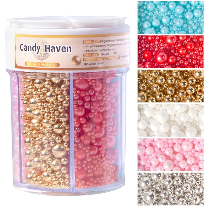 Sprinkles for Baking Edible Sugar Confetti, Nonpareils & Sugar Pearls - Six Pearl Sprinkles Mix Cake Decorations, Cookies, Cupcakes, Dessert Toppings (Spring Pastel Colors) Bundle