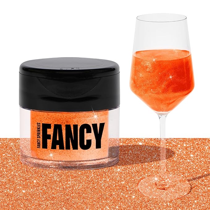 Fancy Sprinkles Carnelian Orange Edible Glitter | Luster Dust for Drinks, Cocktails & Cake Decorating | Vegan, Gluten Free, Non-GMO | Made in USA | 4gm