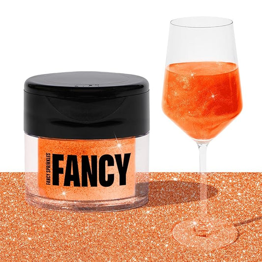 Fancy Sprinkles Carnelian Orange Edible Glitter | Luster Dust for Drinks, Cocktails & Cake Decorating | Vegan, Gluten Free, Non-GMO | Made in USA | 4gm