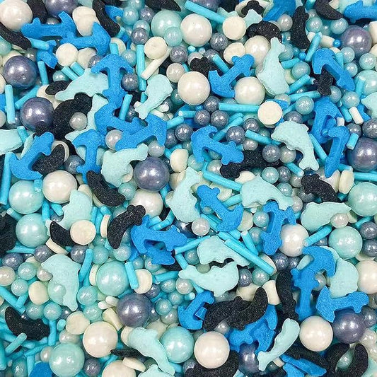 Sentovac Anchor Sprinkle Edible Cake Decorating Ocean Anchor Dolphin Knife Pearl Candy Mix Blue Sprinkle for Cake Cupcake Topper Cookie Baking Decorations Sea Theme Party Birthday Supplies