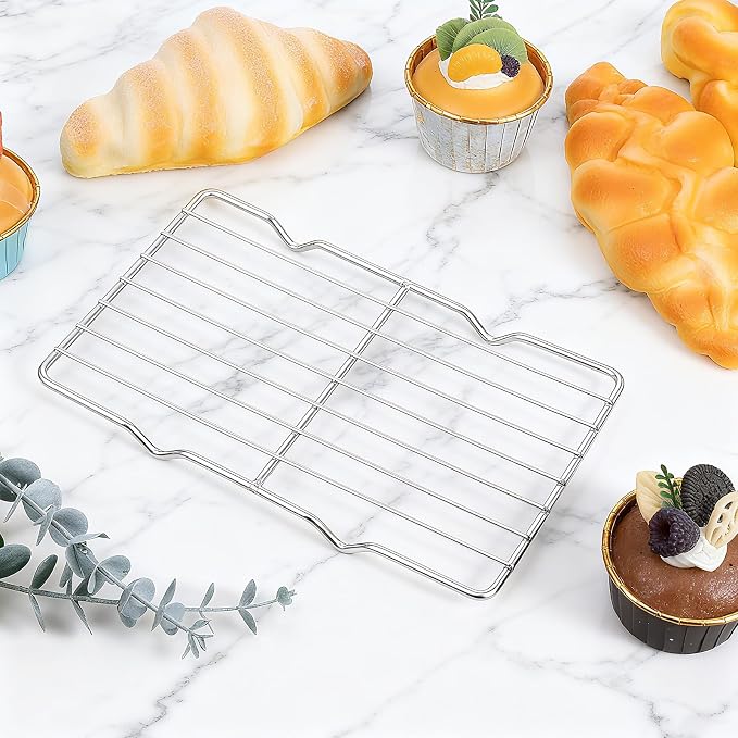 Wire Rack for Baking Sheet, Stainless Steel Cooling Rack with Legs Grilling Cooking Racks Heavy Duty Wire Grate Oven Roasting Racks Rectangle Cooling Racker for Baking Roasting Grilling (8.5"X5.3")