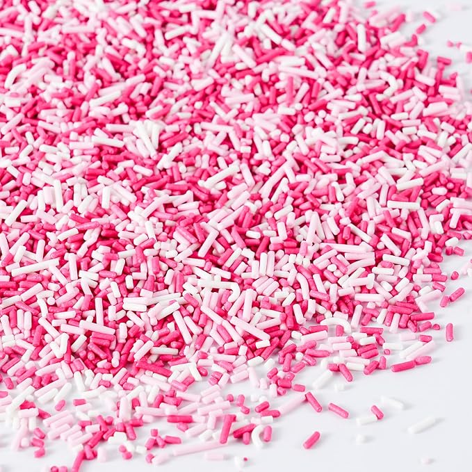 Valentines Day Dye Free Sprinkles Pink and White Jimmies No Artificial Dyes Natural Jimmies Sprinkles for Valentine's Day Cake Decorations Baby Shower, Cookies, Fondant Cake, Dessert Toppings, 4.2oz