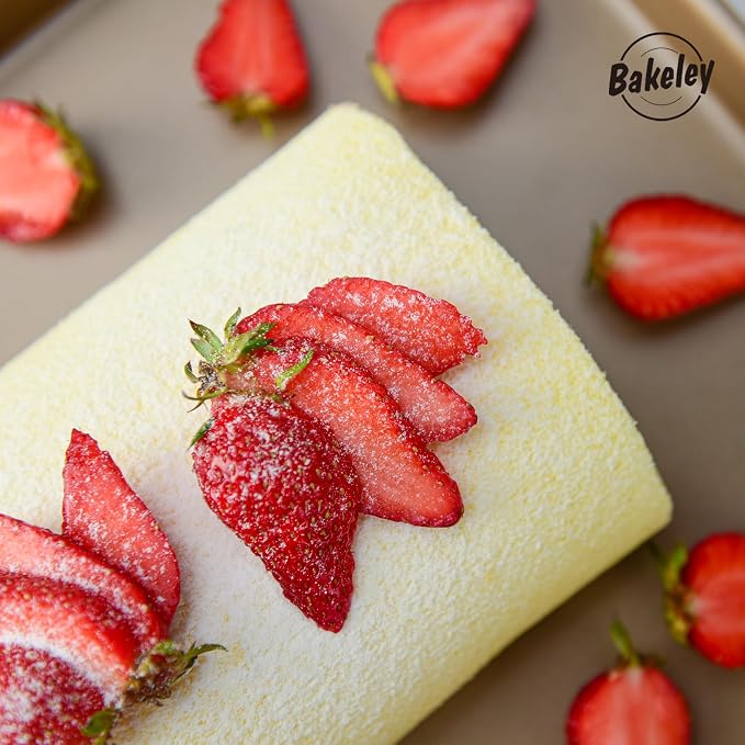 0.8mm Baking Sheet Pan Set of 2, Commercial Cookie Sheet Pan, 0.8mm Haevy Duty Carbon Steel Nonstick Jelly Roll Pan for Oven (Champagne Gold, 15.7"x10.6")