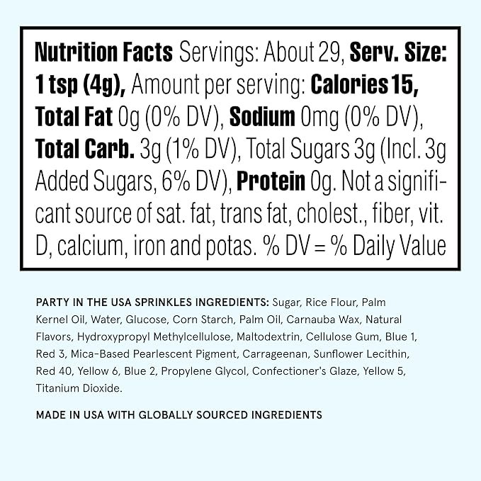 Fancy Sprinkles Party in the USA Sprinkles | Red, White, Blue & Silver Jimmies, Glitter Stars & Metallic Hexagons | 4th of July Cake & Cookie Decorating | 1 Pack (0.5c)