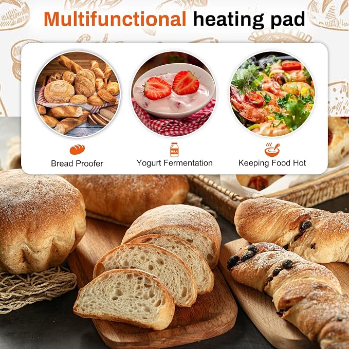 Sourdough Heating Mat Dough Proofing Box Fahrenheit, 59°F - 140°F Adjustable Dough Rising Heating Mat, Heated Bread Mat for Sourdough,Bread Warmer Mat with Sourdough Starter Warmer