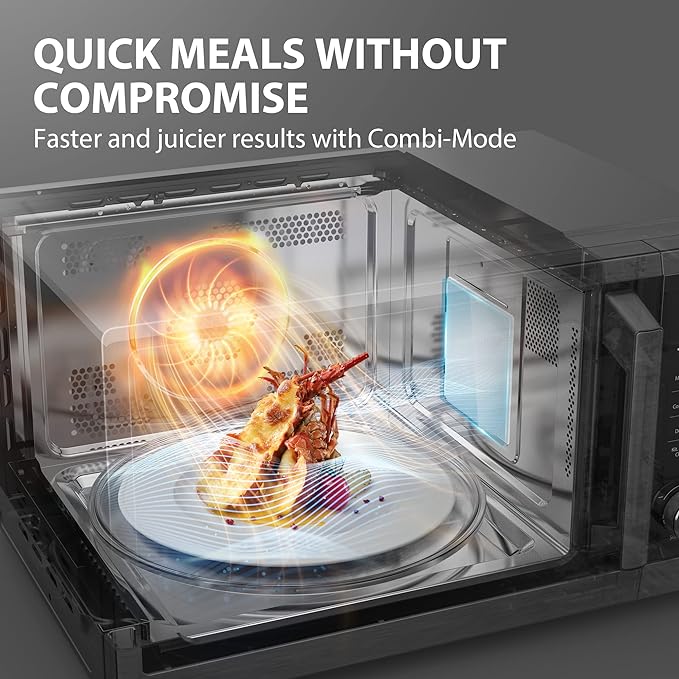 TOSHIBA Countertop Microwave Oven Air Fryer Combo, Inverter, Convection, Broil, Speedy Combi, Even Defrost, Humidity Sensor, Mute Function, 27 Auto Menus, 1.0 cu.ft, 1000W, Stainless Steel (Renewed)