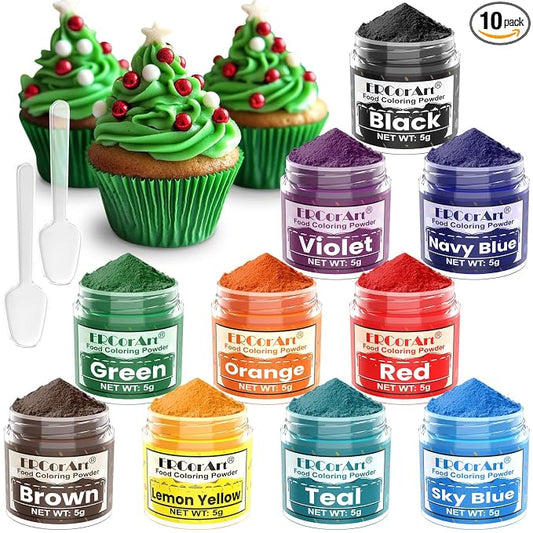 Food Coloring Powder - ERCorArt 10 Vivid Colors Powder Food Dye, Highly Concentrated Flavorless Food Coloring for Baking, Frosting, Cake Decorating, Icing, Cookies, Slime - 5g/Bottle