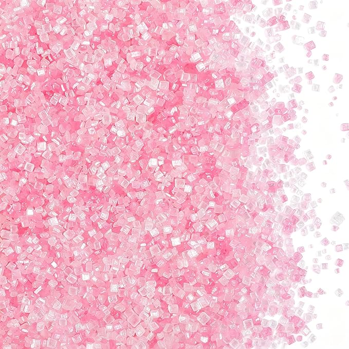 Pink White Sanding Sugar Sprinkles - Sparkling Sugar Crystals (130g/4.6oz) | Edible Princess Sprinkles for Baking Decorations, Cookies, Cupcakes, Cakes, Ice Cream Toppings