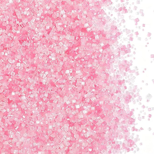 Pink White Sanding Sugar Sprinkles - Sparkling Sugar Crystals (130g/4.6oz) | Edible Princess Sprinkles for Baking Decorations, Cookies, Cupcakes, Cakes, Ice Cream Toppings