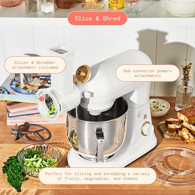 6 Quart Stand Mixer, 600W Tilt-Head Electric Kitchen Mixer with 12 Speeds, Stainless Steel Bowl, Dough Hook, Whisk & Beater, Multifunction Food Mixer