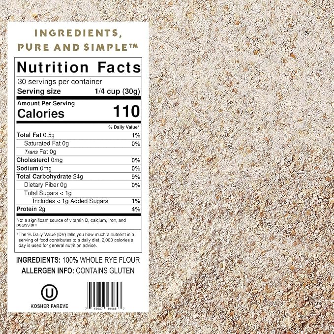 One in a Mill Whole Rye Flour | 8 LB [Pack of 2] Unbleached Pre-sifted Premium Quality Flour for Baking Bread, Cakes, Pie Crusts, Artisan Doughs & Sourdough Starter