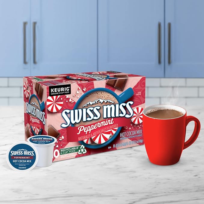 Swiss Miss Peppermint Hot Cocoa, Keurig Single-Serve K-Cup Pods, 60 Count (6 Packs of 10)