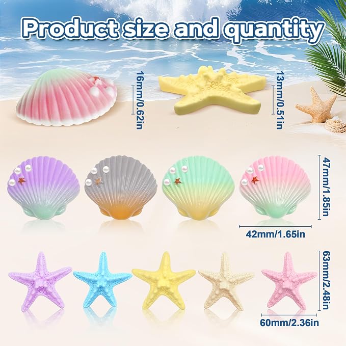 Seashell Cake Topper Starfish Cupcake Toppers Ocean Cake Decorations Under the Sea Beach Themed Cupcake Topper for Summer Hawaiian Birthday Party Supplies