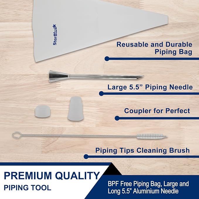 Churro Donut Filler by StarBlue - Reusable Piping Bag and Nozzle with Large Needle Injector, Best Fit with Churrera Churro Maker