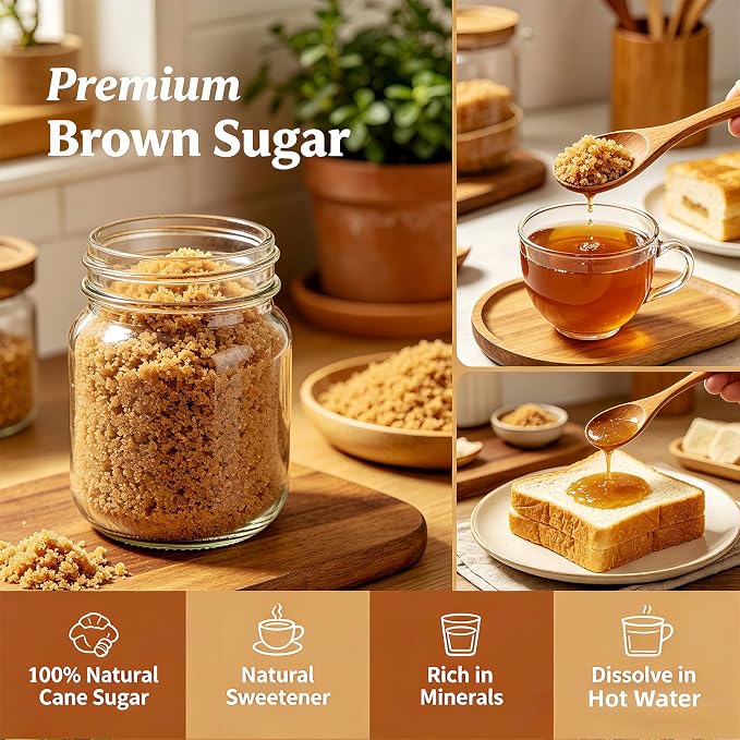 Dark Brown Sugar Granulated Brown Sugar 10oz Sealed Containers | Traditional Cane Sugar Dark Brown Sugar Great for Baking Rich Caramel Flavor Sweetener Beverages Sauces & Food Service