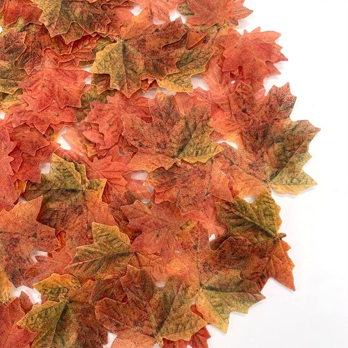 Weraru 90 Pcs Edible Fall Leaves Gold Leaf Cupcake Toppers, For your Party Cake Toppers Decoration