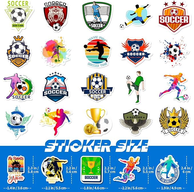 World Cup Soccer Stickers, 50pcs Waterproof Cool World Cup Football Player Trophy Team Graffiti Decals Sport Stickers for Water Bottle Skateboard Luggage Gifts for Soccer Fans