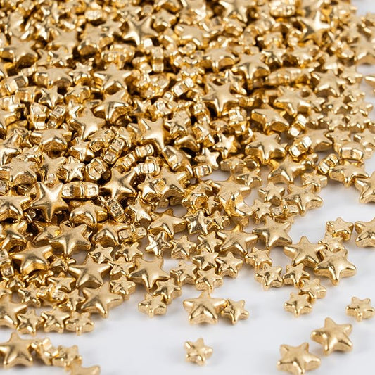 Gold Stars Sprinkles for Cake Decorating Large and Small Stars for Cupcake Toppers Cookie Decorating Perfect for Cakes,Cupcakes,Desserts Toppings 3.5 OZ