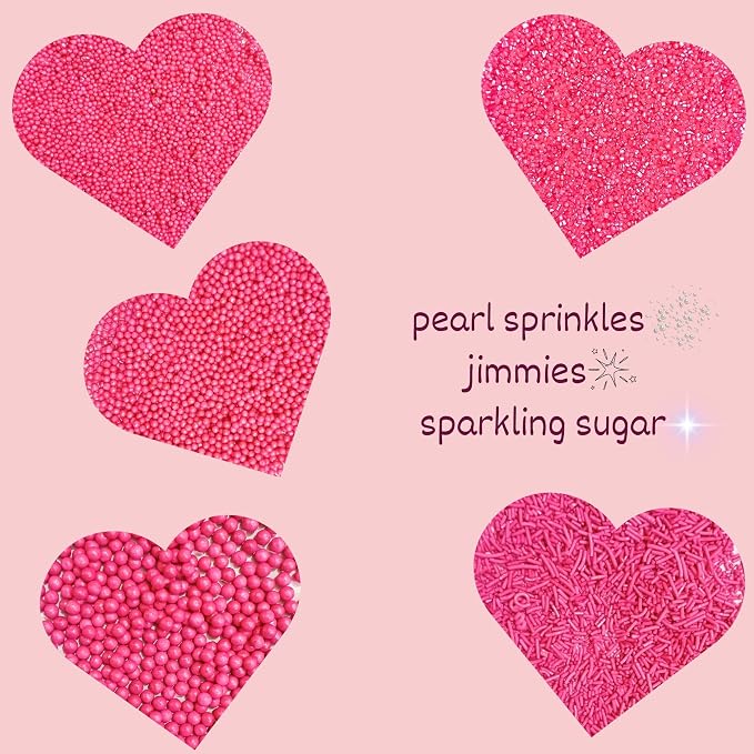 Confect Barbie Playtime Sprinkles Mix – Hot Pink Pearl Dragees, Jimmies & Sparkling Sugar – Assorted Pack of 5 Edible Sprinkles for Cake & Cupcake Decorating, Birthday Parties & Baking Fun | Vegan, Gluten-Free, Nut-Free, Soy-Free, Dairy-Free - 5 Oz