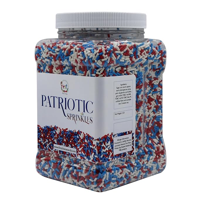 Decorating Sprinkles By FirstChoiceCandy- 2 LB - Colorful Jimmies Great For Topping for Bakery, Ice Cream, and Confectionary - Kosher Sprinkles In a Resealable Container (Ptariotic)