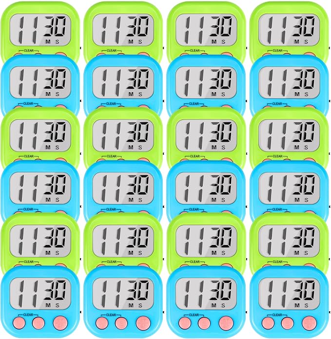 Timer for Kids Teachers Digital Kitchen Timers for Cooking Large Magnetic Classroom Timer 24Pack-Blue Green