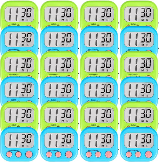Timer for Kids Teachers Digital Kitchen Timers for Cooking Large Magnetic Classroom Timer 24Pack-Blue Green