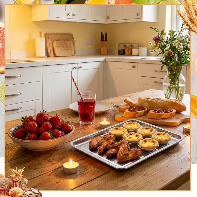 Ceenna 4 Pack Half Sheet Pan 18 x 13 Inch Baking Cookie Sheet Extra Large Nonstick Pan Roasting Steel Tray Commercial Quality Pans for Oven Restaurant Kitchen