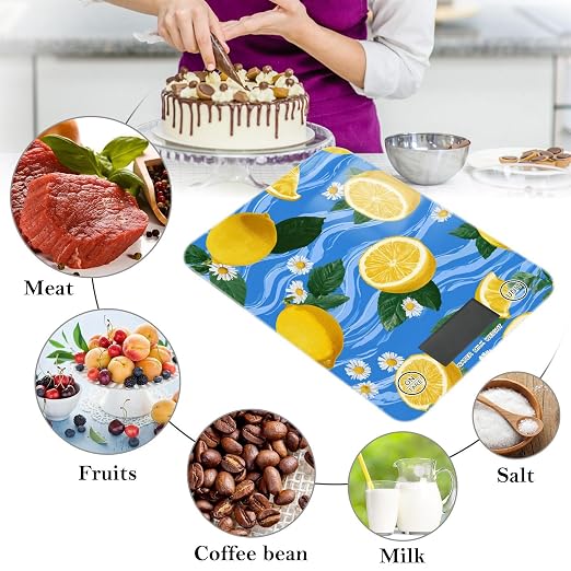 Food Scale Kitchen Scale Food Weight Scales Digital Weight Grams and Ounces Small Electronic Food Scale for Baking Cooking Blue Wave Lemons Daisy